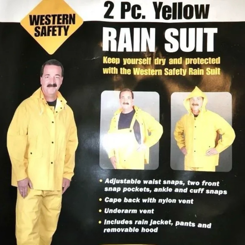 WESTERN SAFETY Yellow Rain Suit, Large, 2-Piece